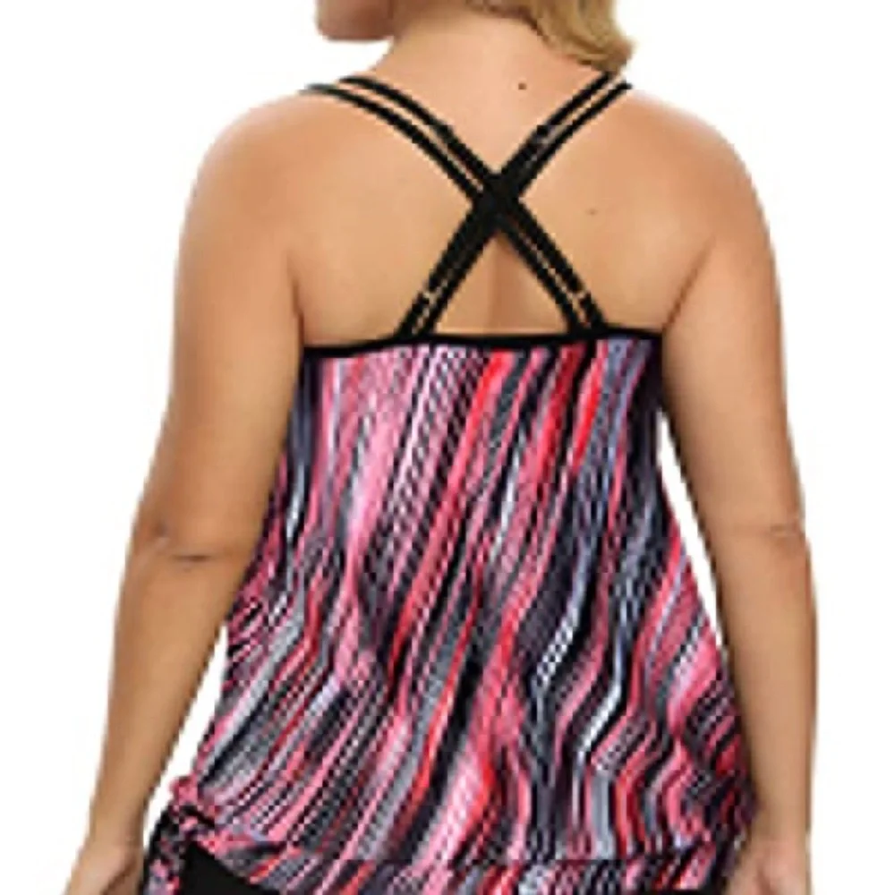 Womens Tankini Swimsuits with Boy Shorts Tummy Control Modest M - Picture 2 of 2